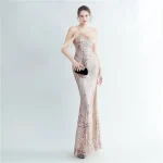Luxelle8 High-Density Feather Beaded Luxury Evening Gown - Image 6