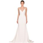 Plain Solid White Summer Sexy Sling Wedding Gown Wedding Dress With Long Trail