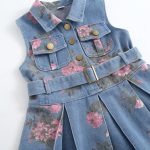 Hot Selling Kids Clothing Girls' Sleeveless Denim Dress Summer Floral Print Denim Skirt Fitted Girls Outfit Trendy - Image 6