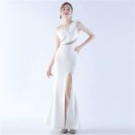 Luxelle8 One-Shoulder Ostrich Feather Beaded Evening Dress - Image 5