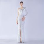 Luxelle8 Ostrich Feather Ruffle Sequin Evening Gown - Image 2