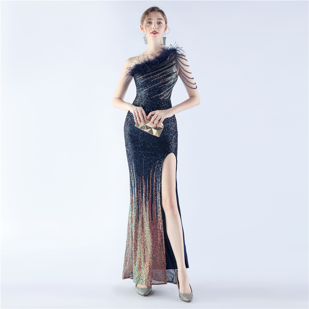 He9bfe9131cf3466e80c796a9d93b7082M.jpg Luxelle8 Gradient Beaded Ostrich Feather One-Shoulder Evening Gown - Image 1
