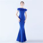 Luxelle8 Satin Strapless Ostrich Feather Evening Gown - Image 4