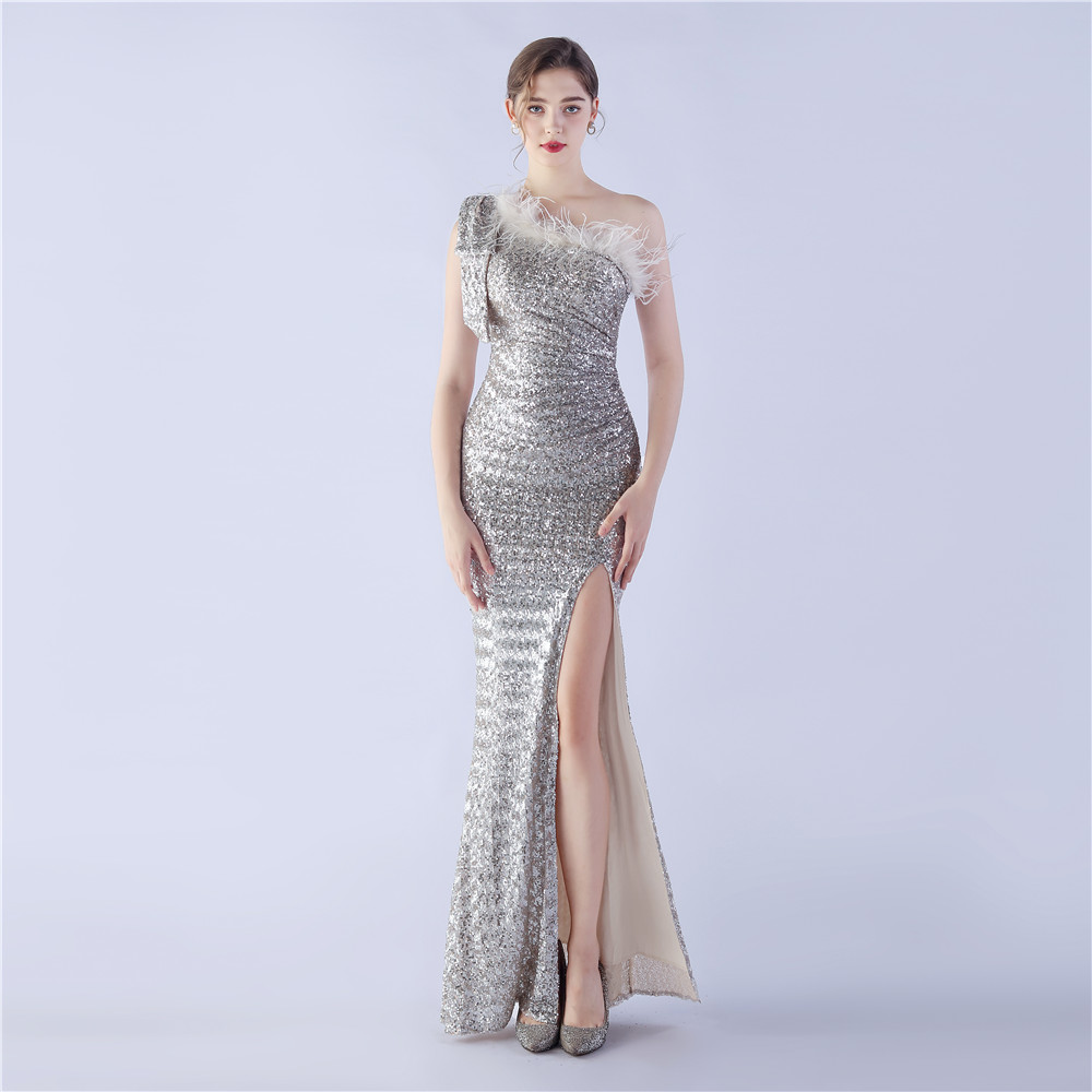 Hf8a1d5758c2741189625aabce34f7b0ch.jpg Luxelle8 Floral Feather Sequin One-Shoulder Evening Gown - Image 1