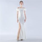 Luxelle8 Satin Strapless Ostrich Feather Evening Gown - Image 5