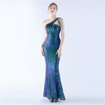 Luxelle8 One-Shoulder Beaded Slim-Fit Evening Gown - Image 5
