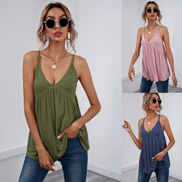 V-Neck Backless Tank Top for Party Events | Luxelle8