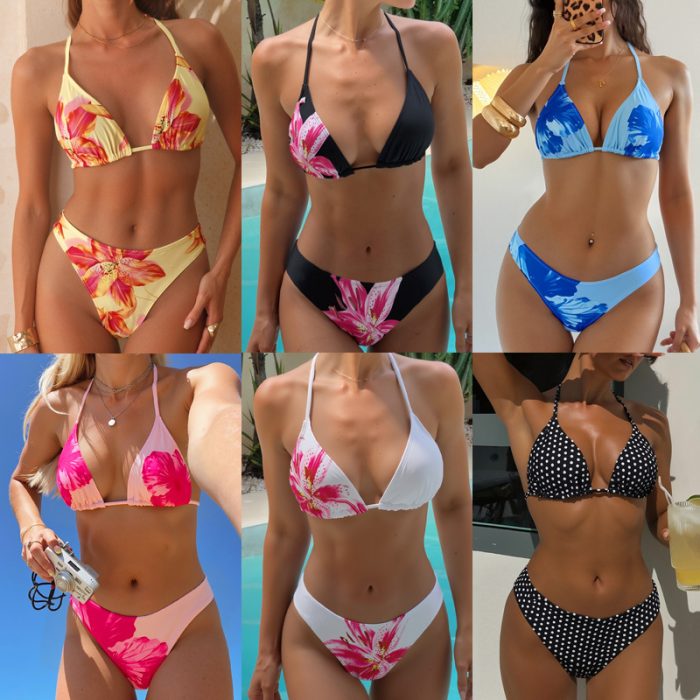 Printed Tie Bikini Set for Beach Resort Wear with Refined | Luxelle8