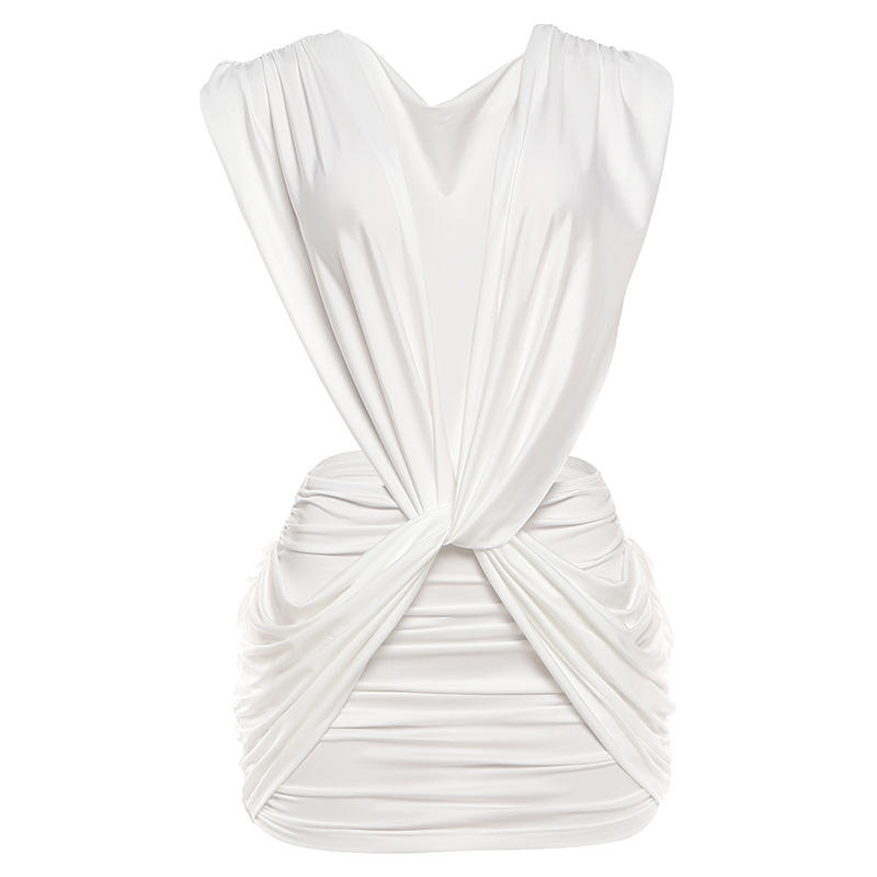 Deep V-Neck Pleated Mini Club Dress for Party Events | Luxelle8 - product image 6