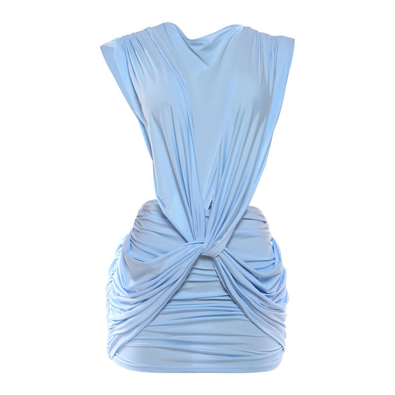 Deep V-Neck Pleated Mini Club Dress for Party Events | Luxelle8 - product image 8