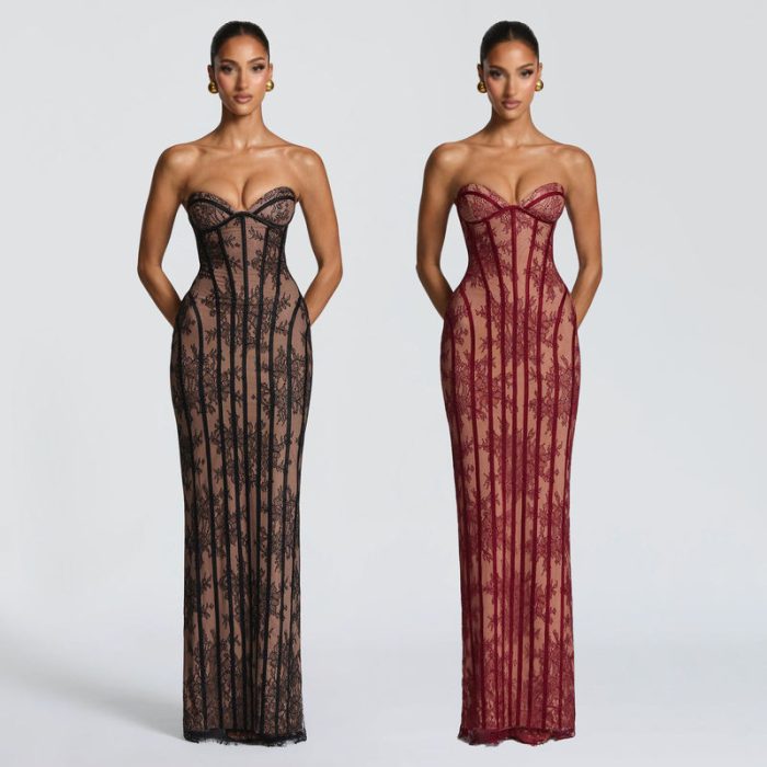 Strapless Lace Mermaid Evening Gown for Formal Events | Luxelle8
