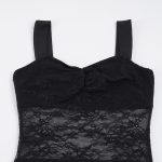 Black Knitting Lace Bodycon Dress U-Neck Backless Natural WaistSexy Club Mini Dress - 图片 8