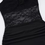 Black Knitting Lace Bodycon Dress U-Neck Backless Natural WaistSexy Club Mini Dress - 图片 9