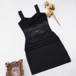 Black Knitting Lace Bodycon Dress U-Neck Backless Natural WaistSexy Club Mini Dress - 图片 10