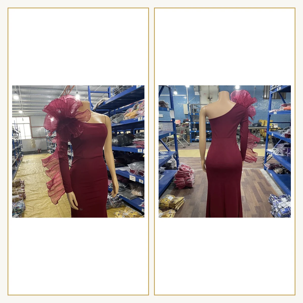 One-Shoulder Ruffle Maxi Evening Gown for Formal Events | Luxelle8 - product image 7