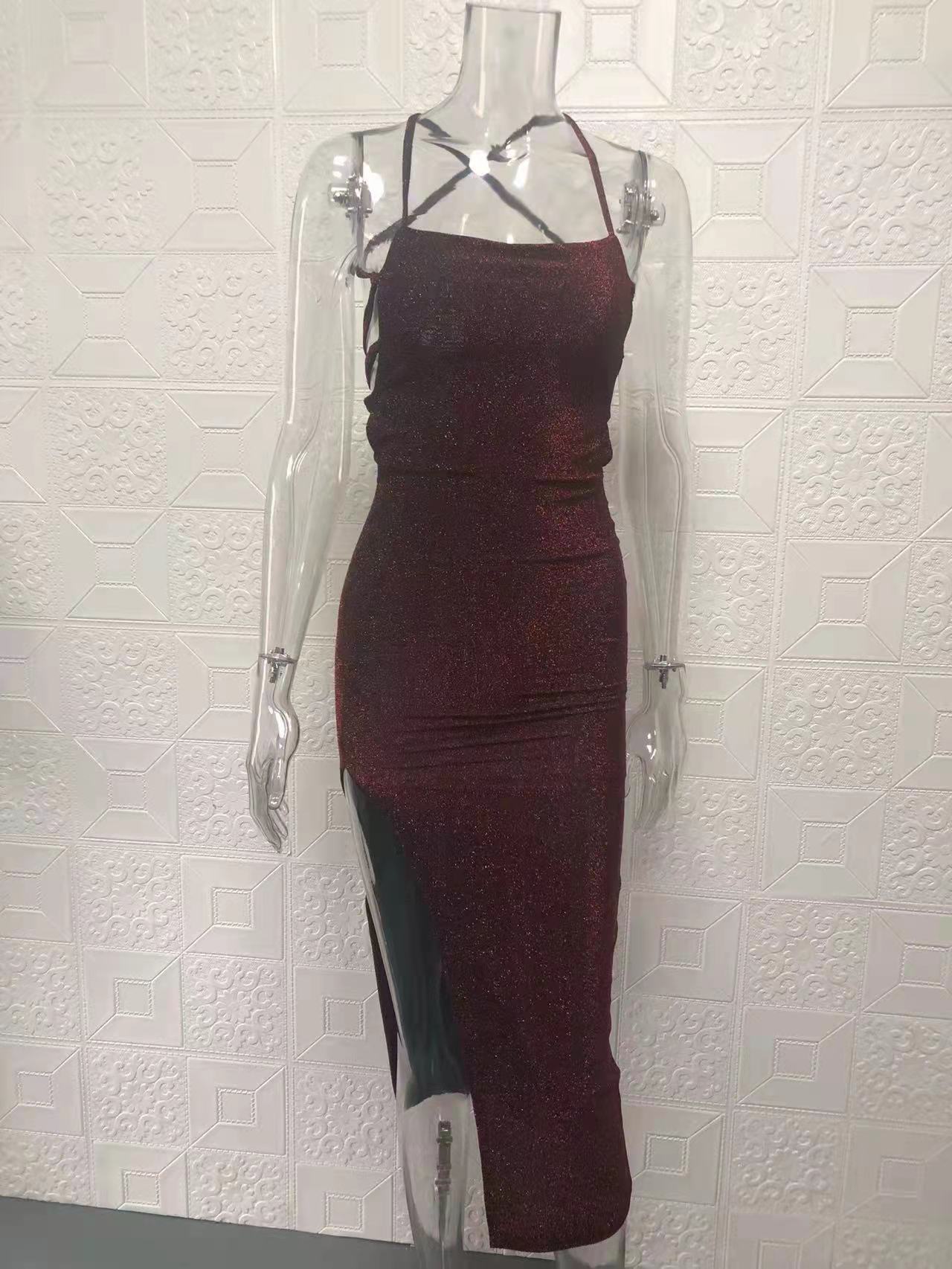 Women's backless bodycon maxi evening dress detail 15