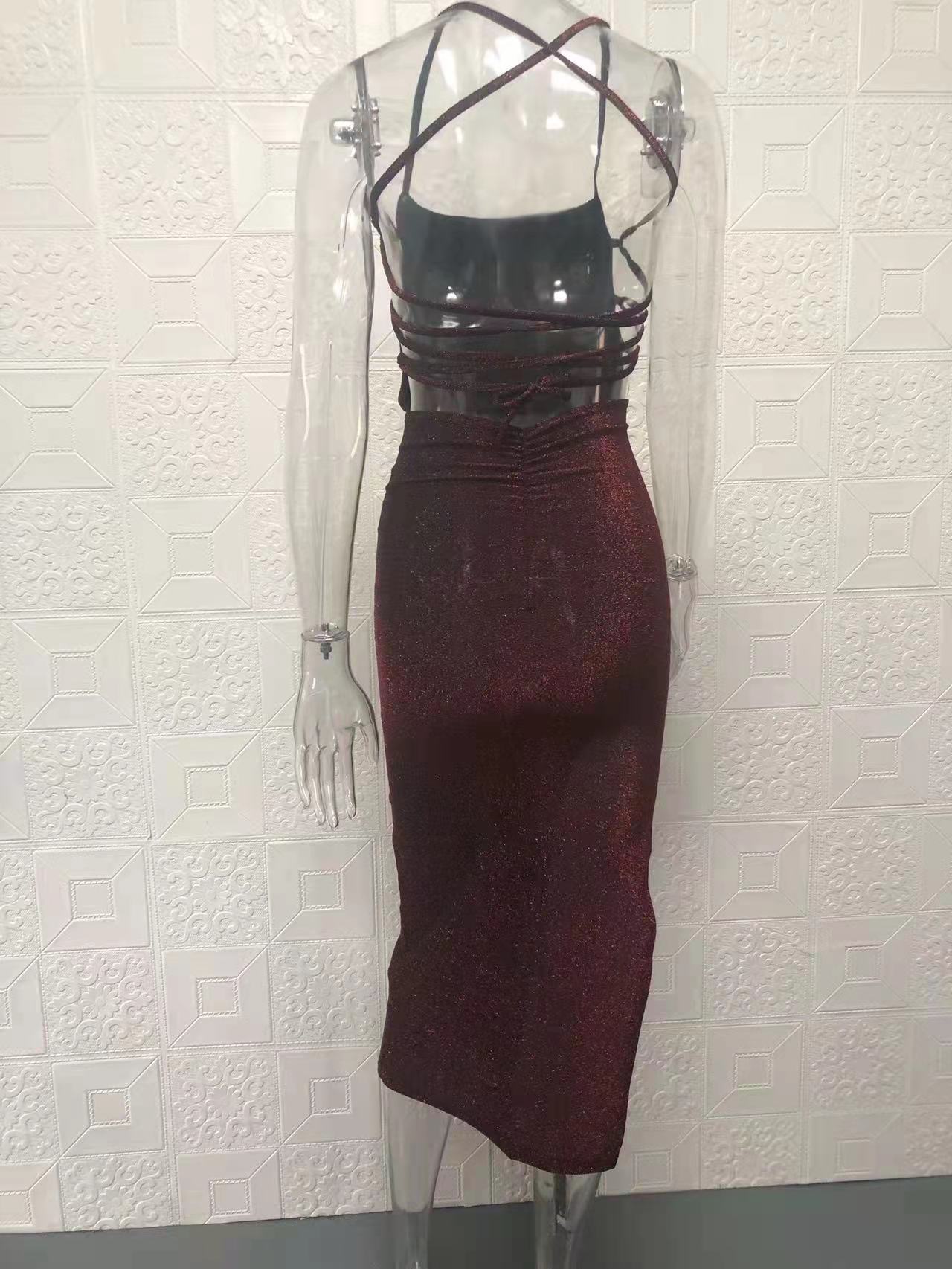 Women's backless bodycon maxi evening dress detail 17
