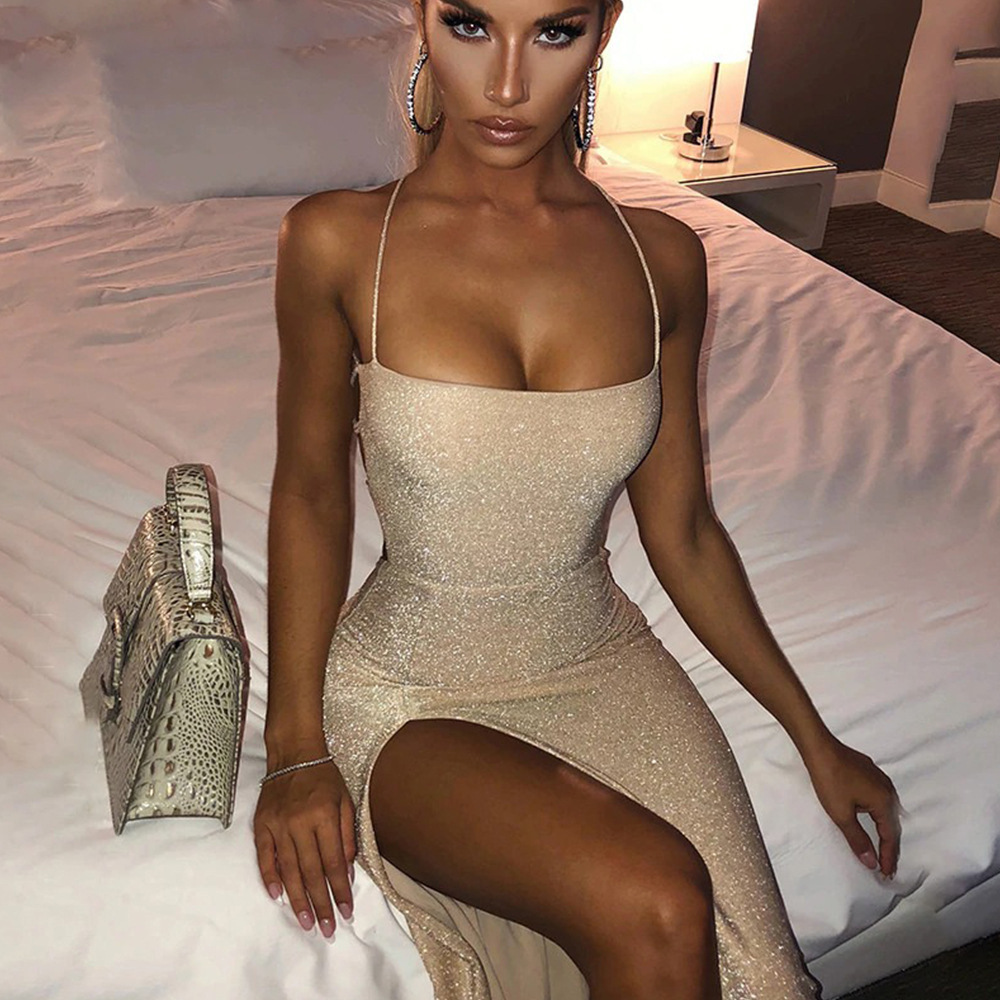 Women's backless bodycon maxi evening dress detail 9