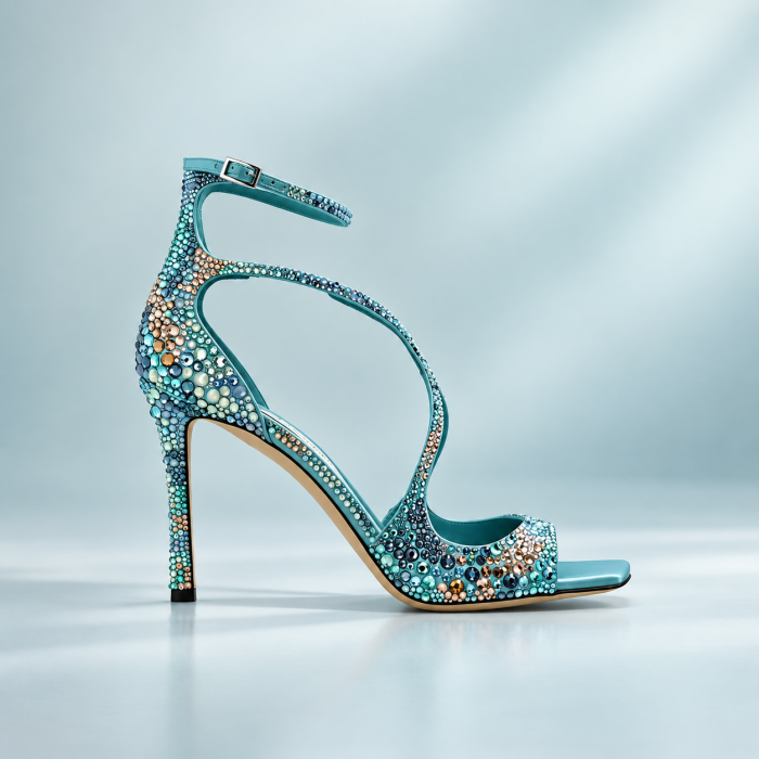 Summer Square Toe Open-Toe Stiletto High Heel Sandals with Cutout Rhinestone Detail, Elegant & Sexy Women’s Footwear
