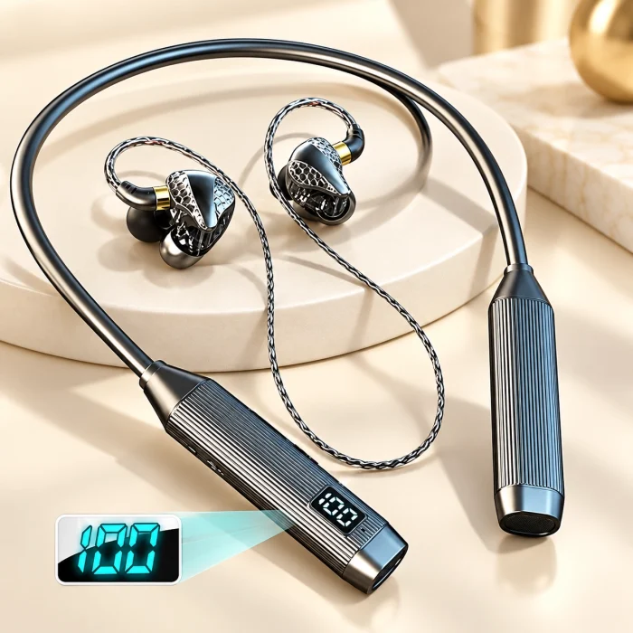 New Bluetooth 5.3 Neckband Headphones with ENC Noise Reduction and Long Battery Life, In-Ear Sports Earphones for Apple and Android