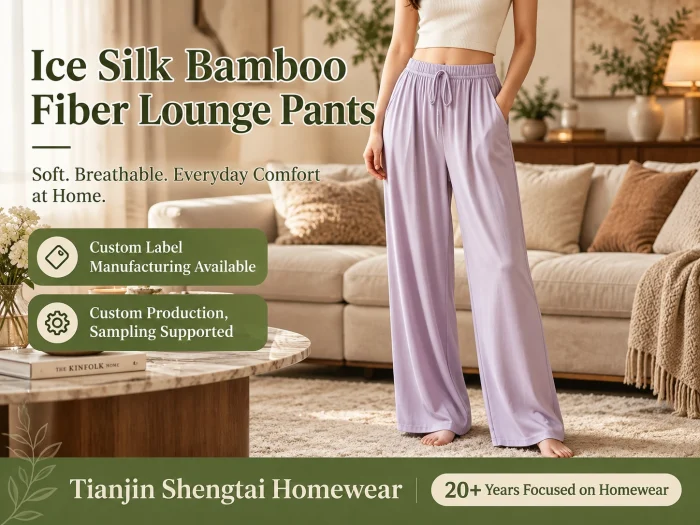 Men’s Bamboo Fiber Ice Silk Sleep Pants (Loose-Fit Summer Loungewear)